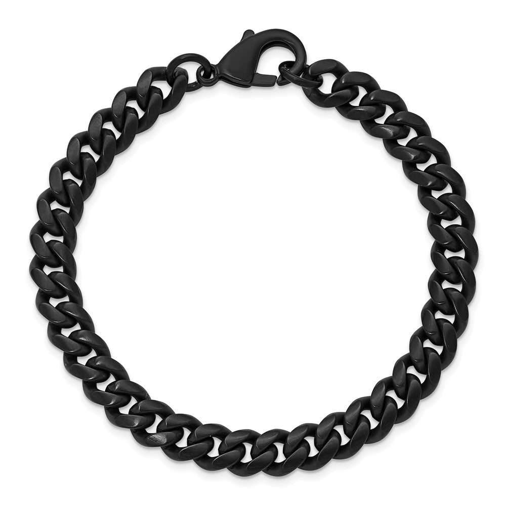 Chisel Stainless Steel Polished 8mm Black IP-plated 8.5 inch Curb Link Bracelet SRB3310-8.5