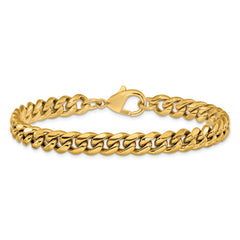 Chisel Stainless Steel Polished 8mm Yellow IP-plated 8.5 inch Curb Link Bracelet SRB3311-8.5