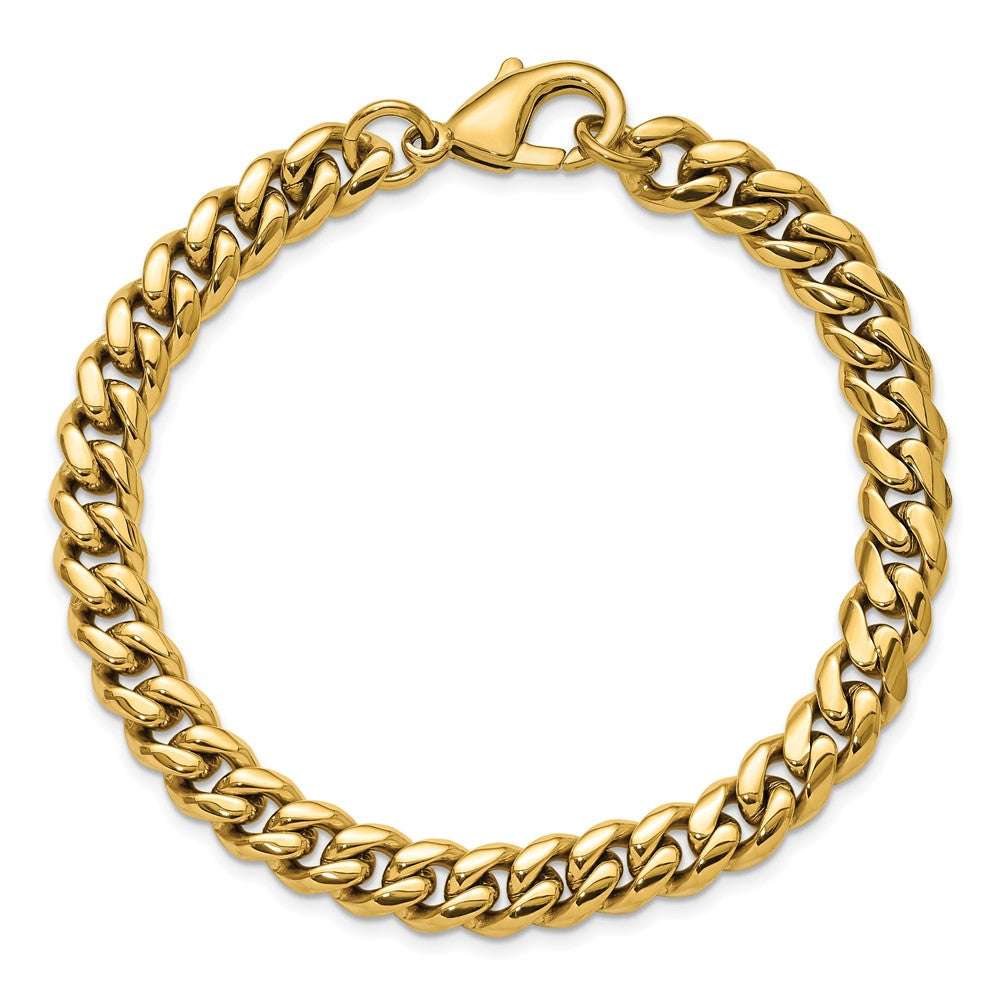 Chisel Stainless Steel Polished 8mm Yellow IP-plated 8.5 inch Curb Link Bracelet SRB3311-8.5