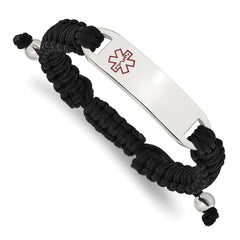 Chisel Stainless Steel Polished and Red Enamel Black Nylon 7.5 inch to 10.5 inch Adjustable Medical ID Bracelet SRB3313