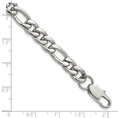 Chisel Stainless Steel Polished 8mm 8 inch Figaro Chain Bracelet SRB3332-8