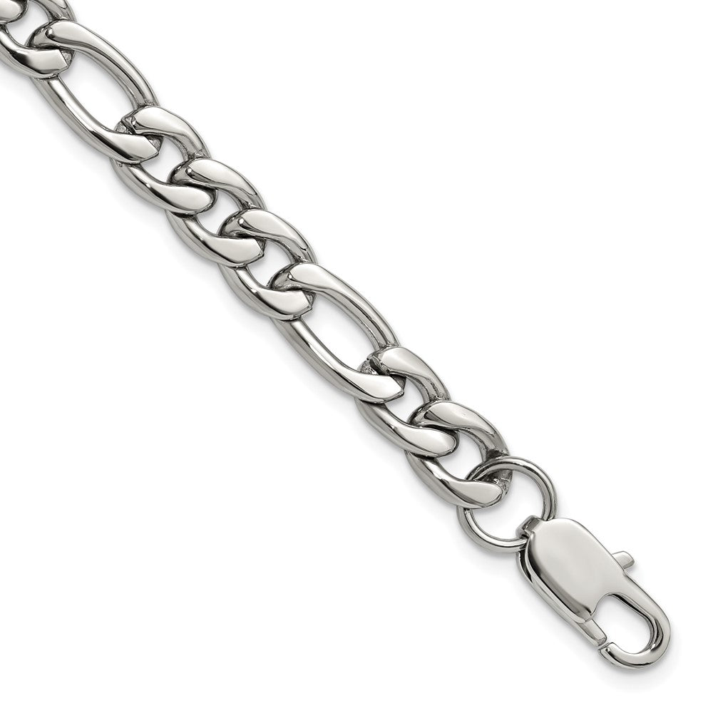 Chisel Stainless Steel Polished 8mm 8 inch Figaro Chain Bracelet SRB3332-8