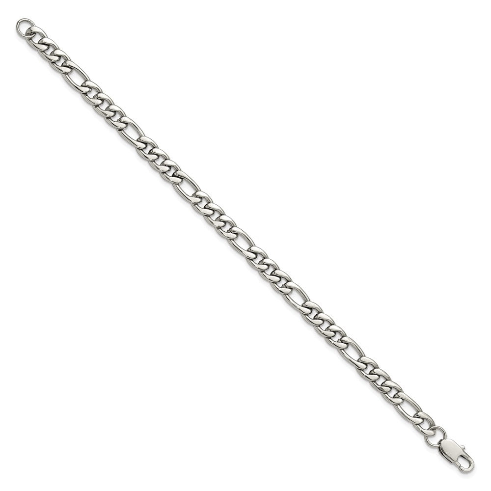 Chisel Stainless Steel Polished 8mm 9 inch Figaro Chain Bracelet SRB3332-9