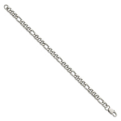 Chisel Stainless Steel Polished 8mm 9 inch Figaro Chain Bracelet SRB3332-9