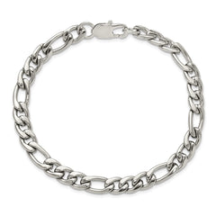 Chisel Stainless Steel Polished 8mm 9 inch Figaro Chain Bracelet SRB3332-9