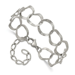 Chisel Stainless Steel Polished and Textured Open Circles 7.25 inch Plus a 1.5 inch Extension Bracelet SRB3338-7.25