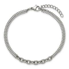 Chisel Stainless Steel Polished Two-Strand 7 inch Plus 1 inch Extension Bracelet SRB3342-7