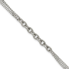 Chisel Stainless Steel Polished Two-Strand 7 inch Plus 1 inch Extension Bracelet SRB3342-7