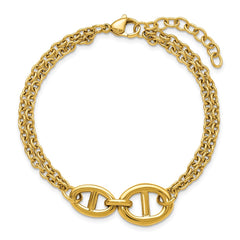 Chisel Stainless Steel Polished Yellow IP-plated Two-Strand 7 inch Plus a 1.25 inch Extension Bracelet SRB3347-7
