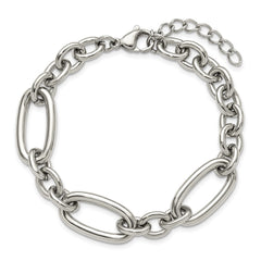 Chisel Stainless Steel Polished Open Link 7 inch Plus a 1.25 inch Extension Bracelet SRB3353-7