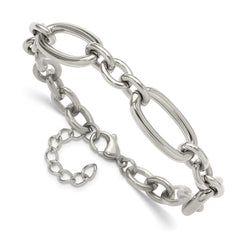 Chisel Stainless Steel Polished Open Link 7 inch Plus a 1.25 inch Extension Bracelet SRB3353-7