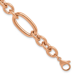 Chisel Stainless Steel Polished Rose IP-plated Open Link 7 inch Plus a 1.25 inch Extension Bracelet SRB3355-7