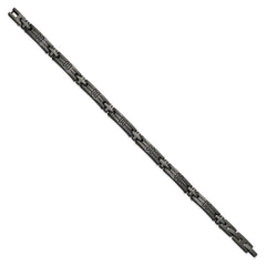 Chisel Stainless Steel Polished Gun Metal IP-plated Cross Link 8.25 inch Plus a .5 inch Extension Bracelet SRB3369-8.25