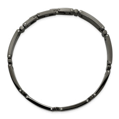 Chisel Stainless Steel Polished Gun Metal IP-plated Cross Link 8.25 inch Plus a .5 inch Extension Bracelet SRB3369-8.25