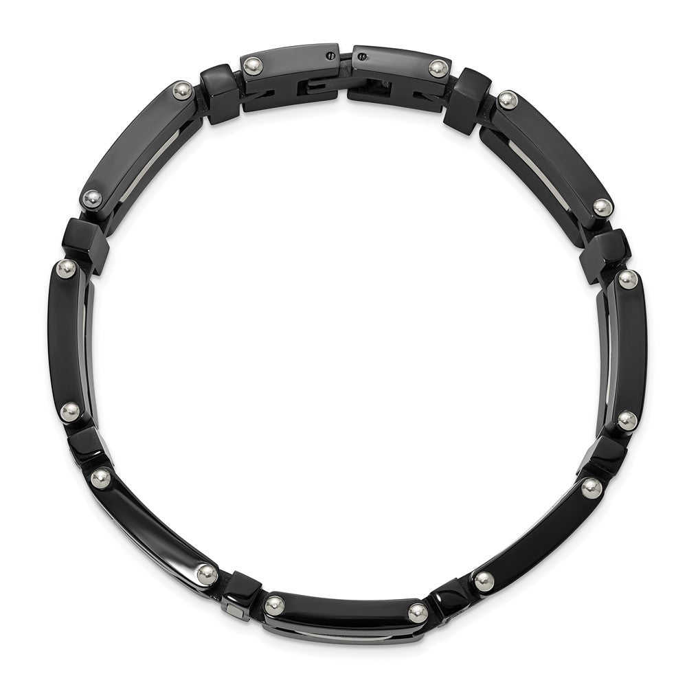 Chisel Stainless Steel Polished Black IP-plated 8.75 inch Link Bracelet SRB3372-8.75