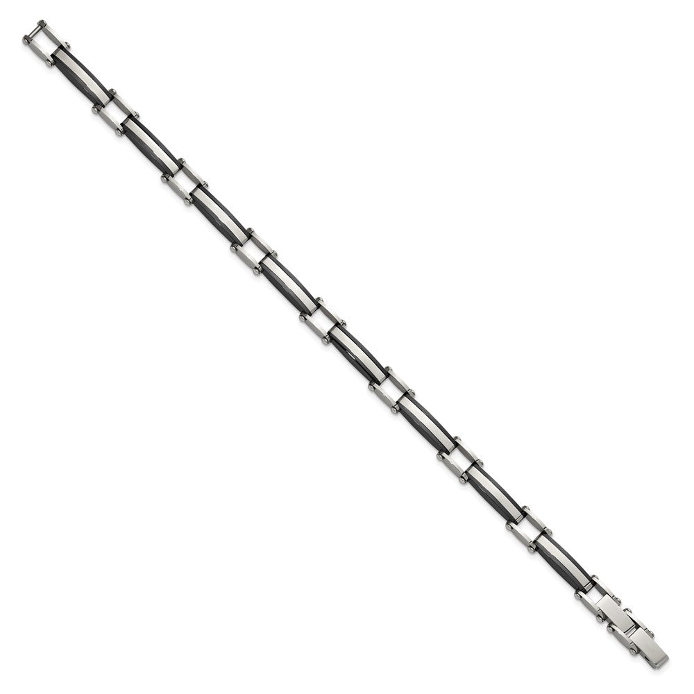 Chisel Stainless Steel Polished Black IP-plated 8 inch Plus a .5 inch Extension Link Bracelet SRB3373-8