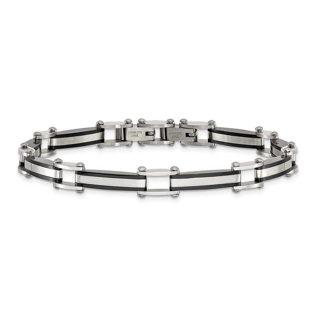 Chisel Stainless Steel Polished Black IP-plated 8 inch Plus a .5 inch Extension Link Bracelet SRB3373-8