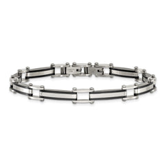 Chisel Stainless Steel Polished Black IP-plated 8 inch Plus a .5 inch Extension Link Bracelet SRB3373-8