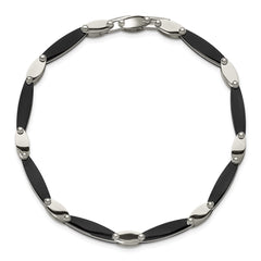 Chisel Stainless Steel Polished Black IP-plated 8 inch Plus a .5 inch Extension Link Bracelet SRB3373-8