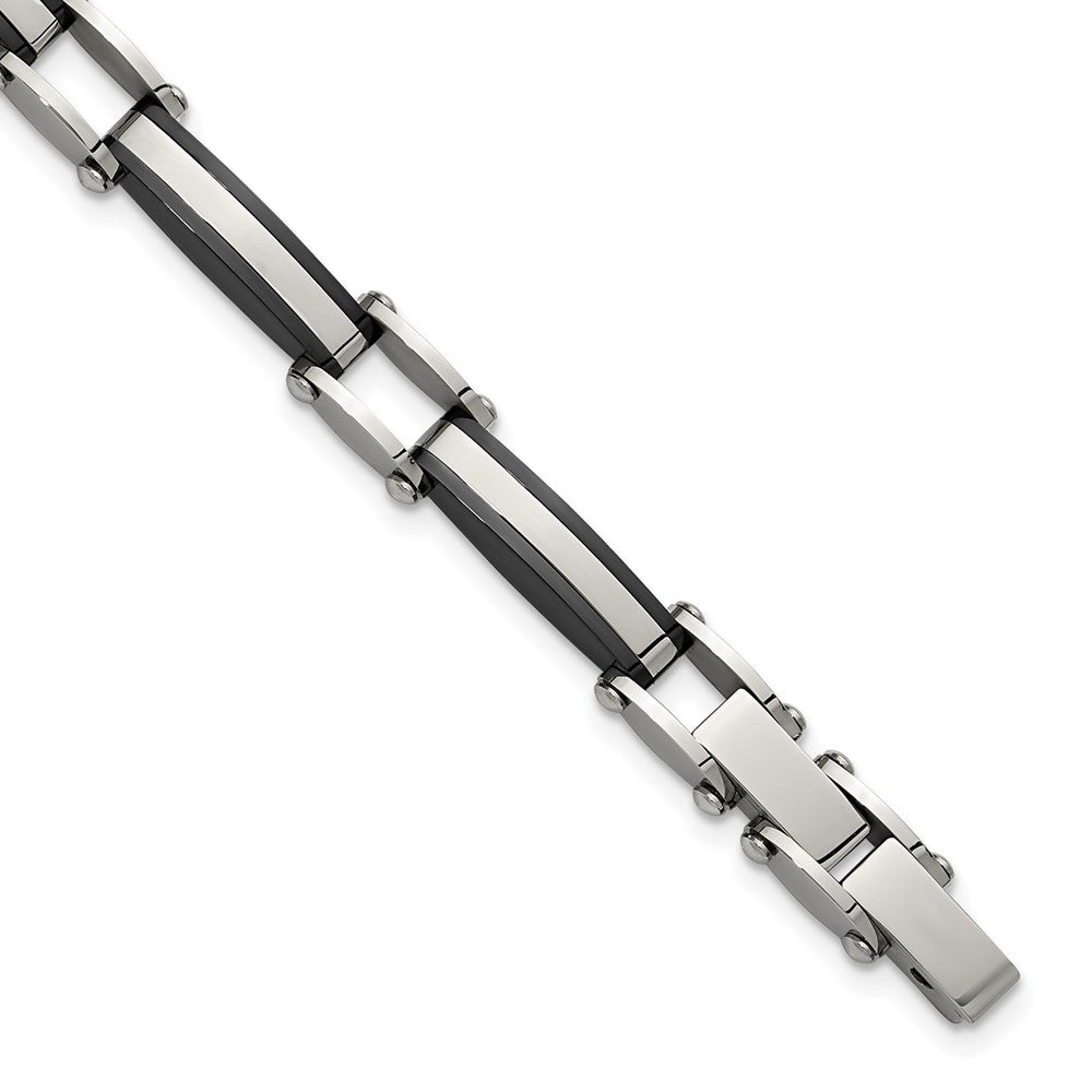 Chisel Stainless Steel Polished Black IP-plated 8 inch Plus a .5 inch Extension Link Bracelet SRB3373-8