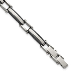 Chisel Stainless Steel Polished Black IP-plated 8 inch Plus a .5 inch Extension Link Bracelet SRB3373-8