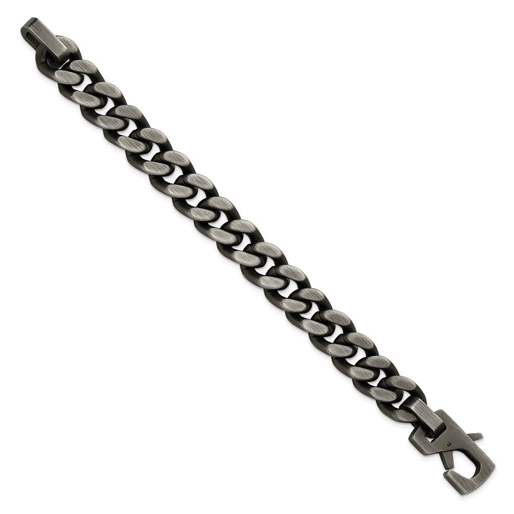 Chisel Stainless Steel Antiqued and Brushed 14mm Curb Link 8.75 inch Bracelet SRB3378-8.75