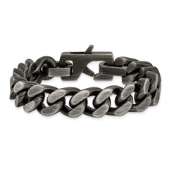 Chisel Stainless Steel Antiqued and Brushed 14mm Curb Link 8.75 inch Bracelet SRB3378-8.75