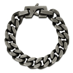 Chisel Stainless Steel Antiqued and Brushed 14mm Curb Link 8.75 inch Bracelet SRB3378-8.75