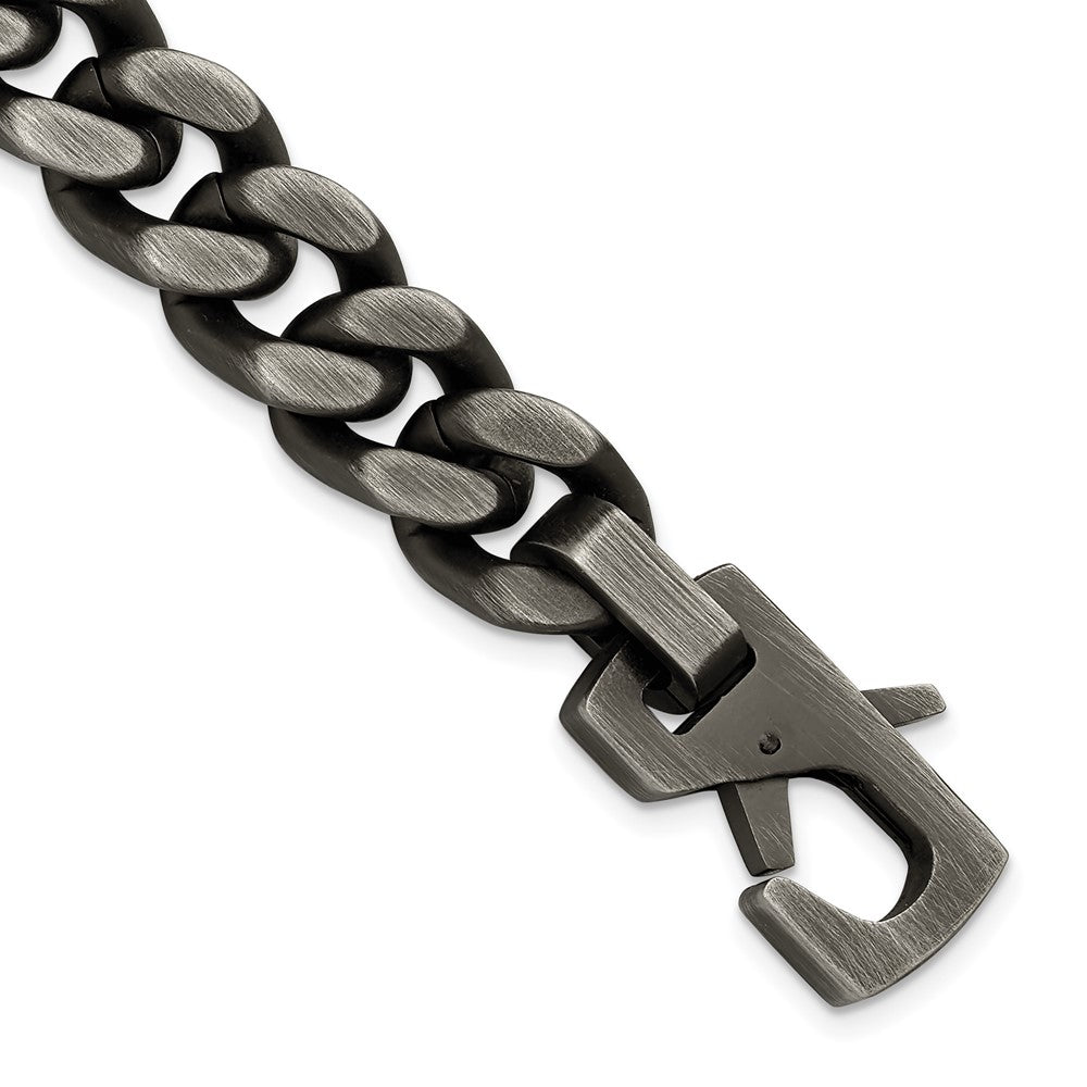 Chisel Stainless Steel Antiqued and Brushed 14mm Curb Link 8.75 inch Bracelet SRB3378-8.75