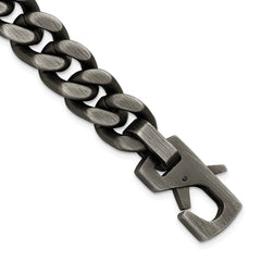Chisel Stainless Steel Antiqued and Brushed 14mm Curb Link 8.75 inch Bracelet SRB3378-8.75