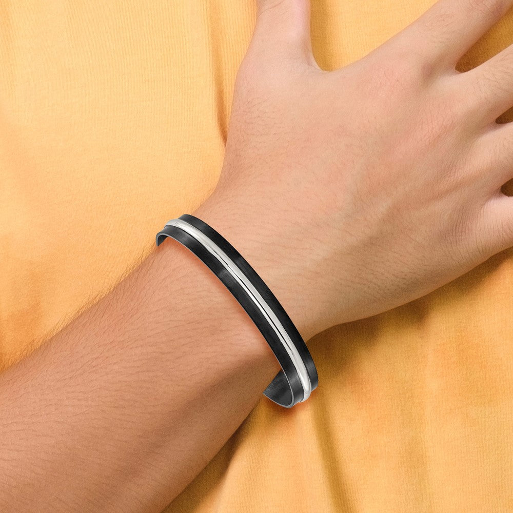 Chisel Stainless Steel Brushed and Polished Black IP-plated 10mm Bangle SRB3381