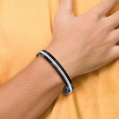 Chisel Stainless Steel Brushed and Polished Black IP-plated 10mm Bangle SRB3381