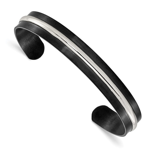 Chisel Stainless Steel Brushed and Polished Black IP-plated 10mm Bangle SRB3381