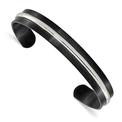 Chisel Stainless Steel Brushed and Polished Black IP-plated 10mm Bangle SRB3381