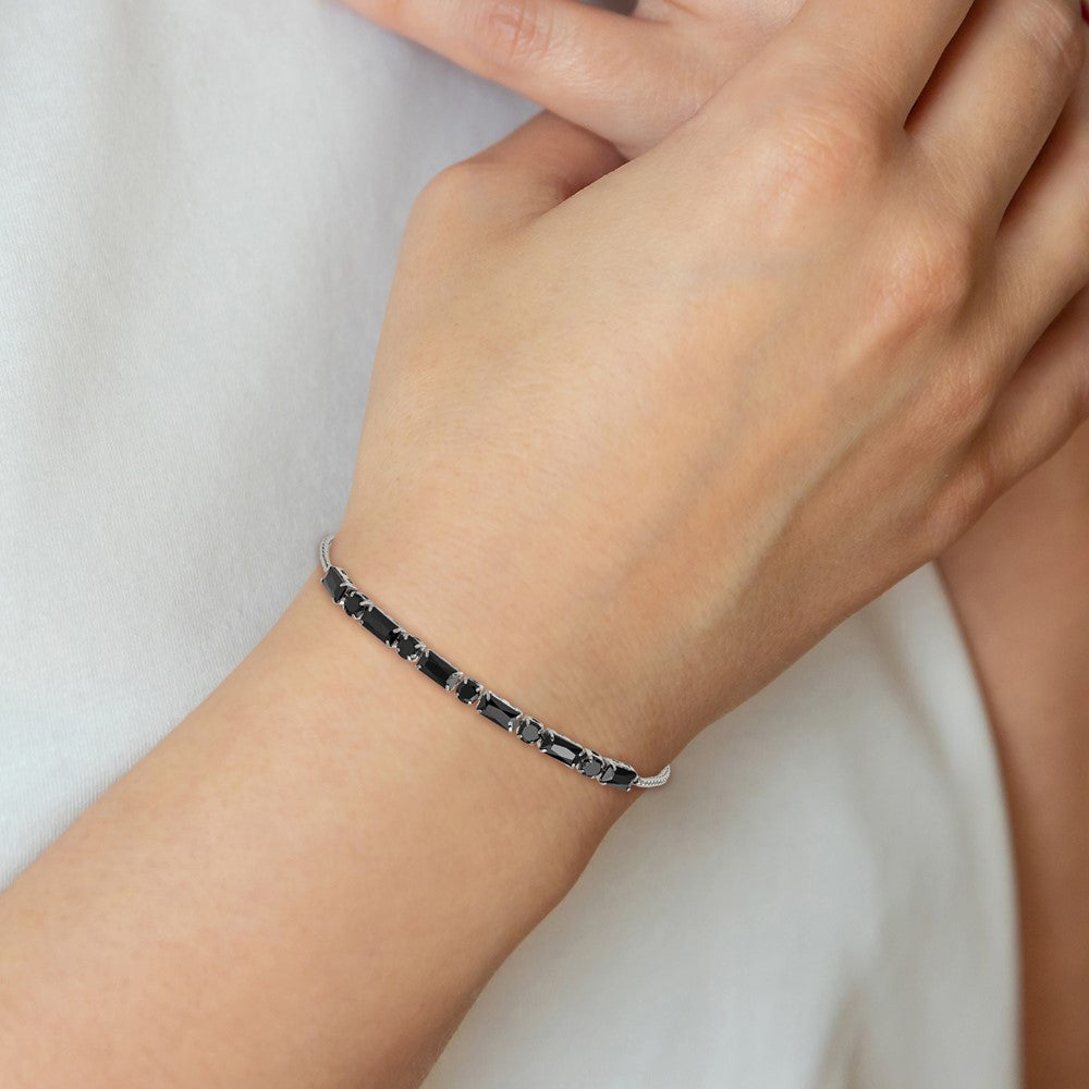 Chisel Stainless Steel Polished Black CZ Adjustable Bracelet SRB3393