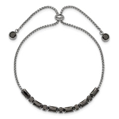 Chisel Stainless Steel Polished Black CZ Adjustable Bracelet SRB3393