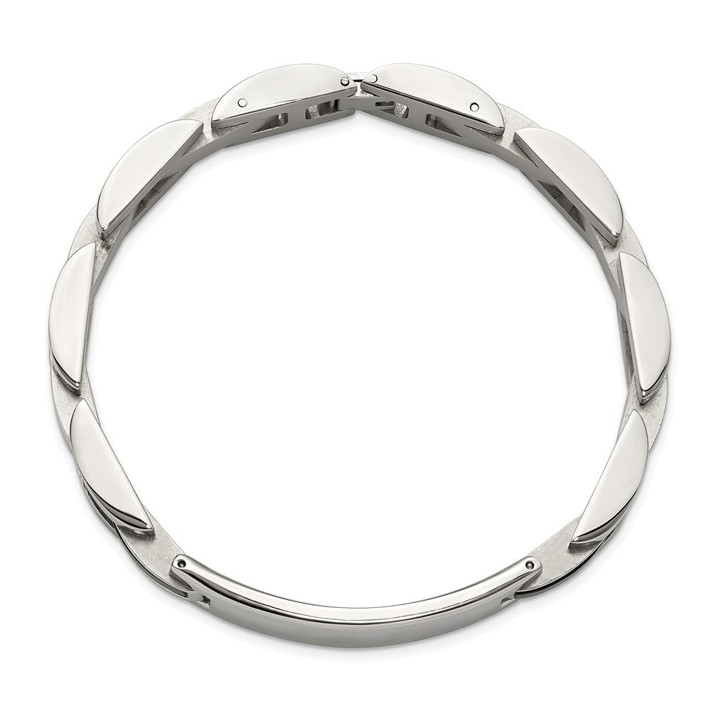Chisel Stainless Steel Polished with 14K Gold Accent and 1/15ct. Diamond and Onyx 8.75 inch ID Bracelet SRB3411-8.75