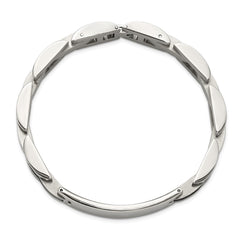 Chisel Stainless Steel Polished with 14K Gold Accent and 1/15ct. Diamond and Onyx 8.75 inch ID Bracelet SRB3411-8.75