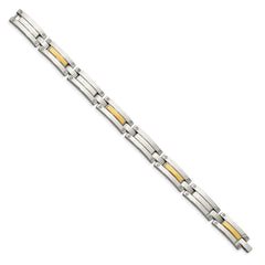 Chisel Stainless Steel with 14k Gold Accent Polished 8.5 inch Link Bracelet SRB413-8.5