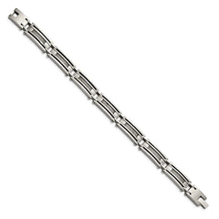 Chisel Stainless Steel Brushed and Polished with Cable Inlay 9 inch Link Bracelet SRB430-9
