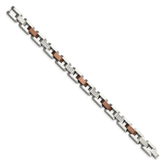 Chisel Stainless Steel Brushed and Polished Brown IP-plated with 1/4 carat Diamond 8.5 inch Bracelet SRB453-8.5