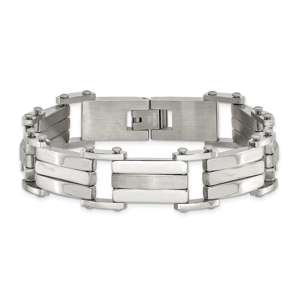 Chisel Stainless Steel Brushed and Polished 8.5 inch Link Bracelet SRB494-8.5