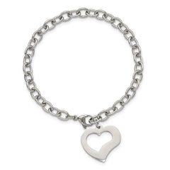 Chisel Stainless Steel Polished Open Link with Open Heart 8.5 inch Bracelet SRB596-8.5