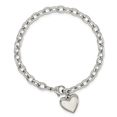 Chisel Stainless Steel Polished Open Link with Heart Dangle 8.5 inch Bracelet SRB597-8.5