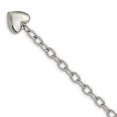 Chisel Stainless Steel Polished Open Link with Heart Dangle 8.5 inch Bracelet SRB597-8.5