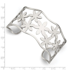 Chisel Stainless Steel Polished Flowers Cuff Bangle SRB675