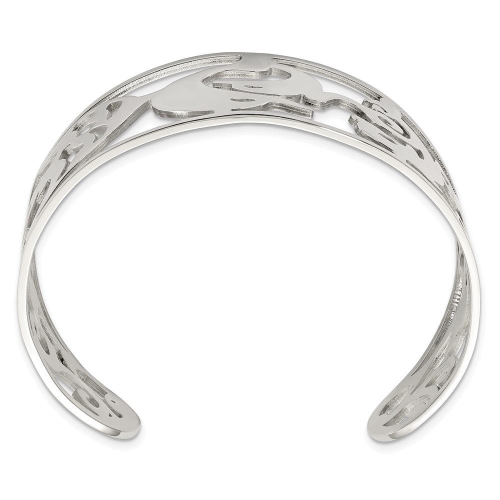 Chisel Stainless Steel Polished Dolphins Cuff Bangle SRB677
