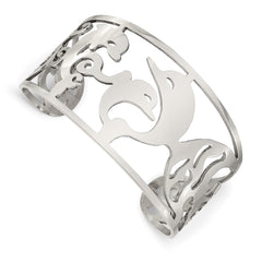 Chisel Stainless Steel Polished Dolphins Cuff Bangle SRB677