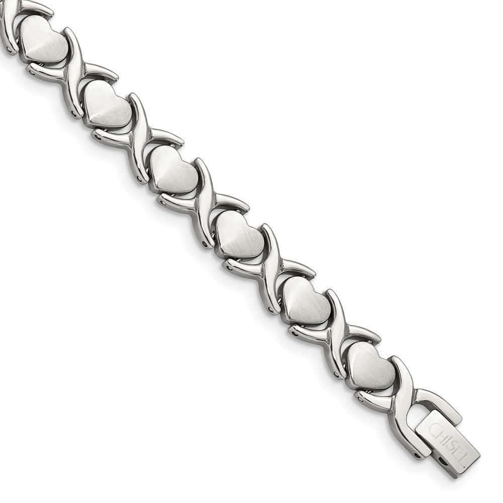 Chisel Stainless Steel Brushed and Polished 8 inch Stampato Bracelet SRB781-7.5