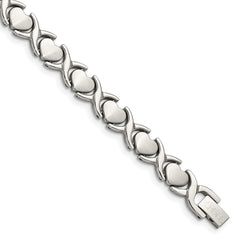 Chisel Stainless Steel Brushed and Polished 8 inch Stampato Bracelet SRB781-7.5